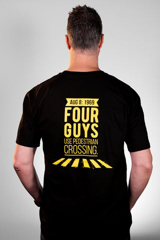 Four Guys Use Pedestrian Crossing BLACK T-Shirt